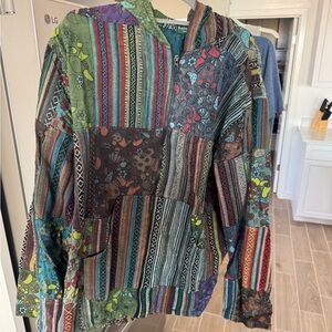 Kathmandu Multicolor Patchwork Zip Up Sweater